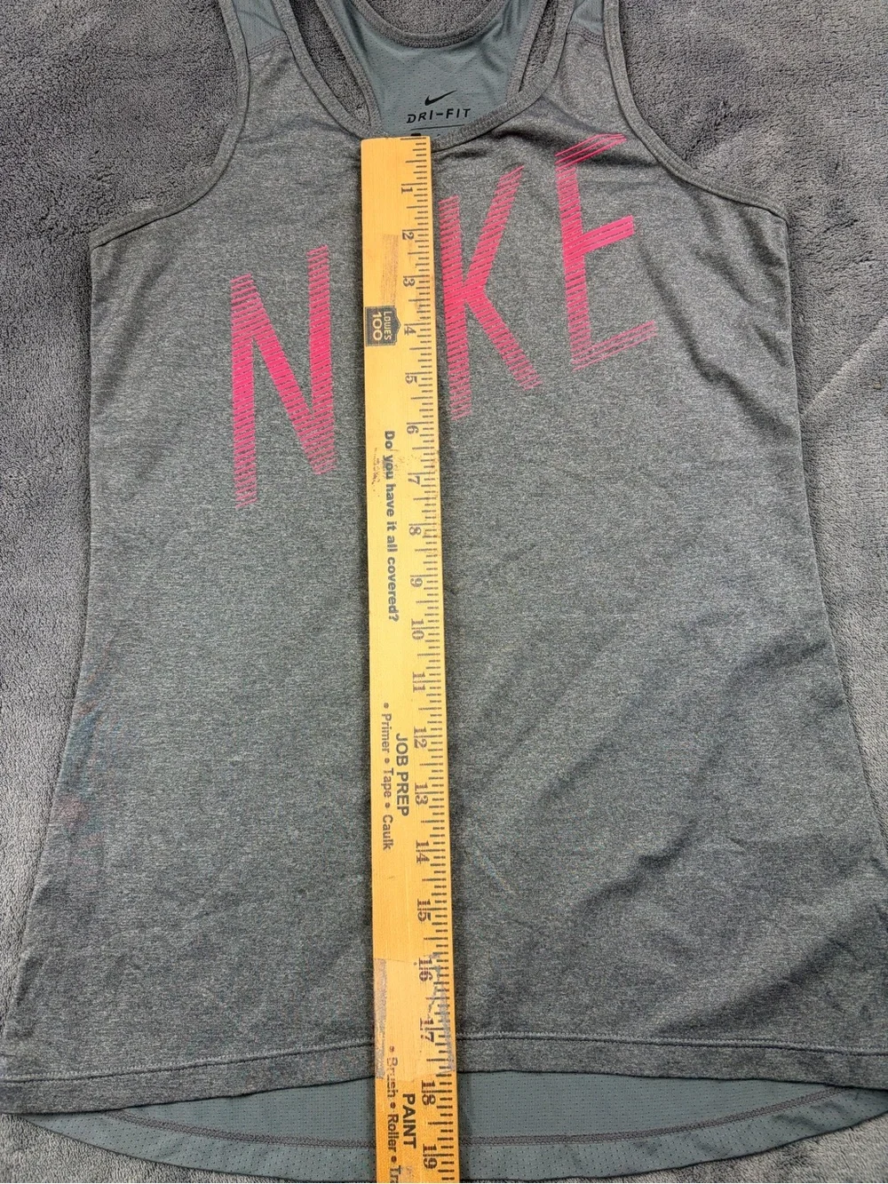 Nike Gray Racerback Tank with Pink Logo size S